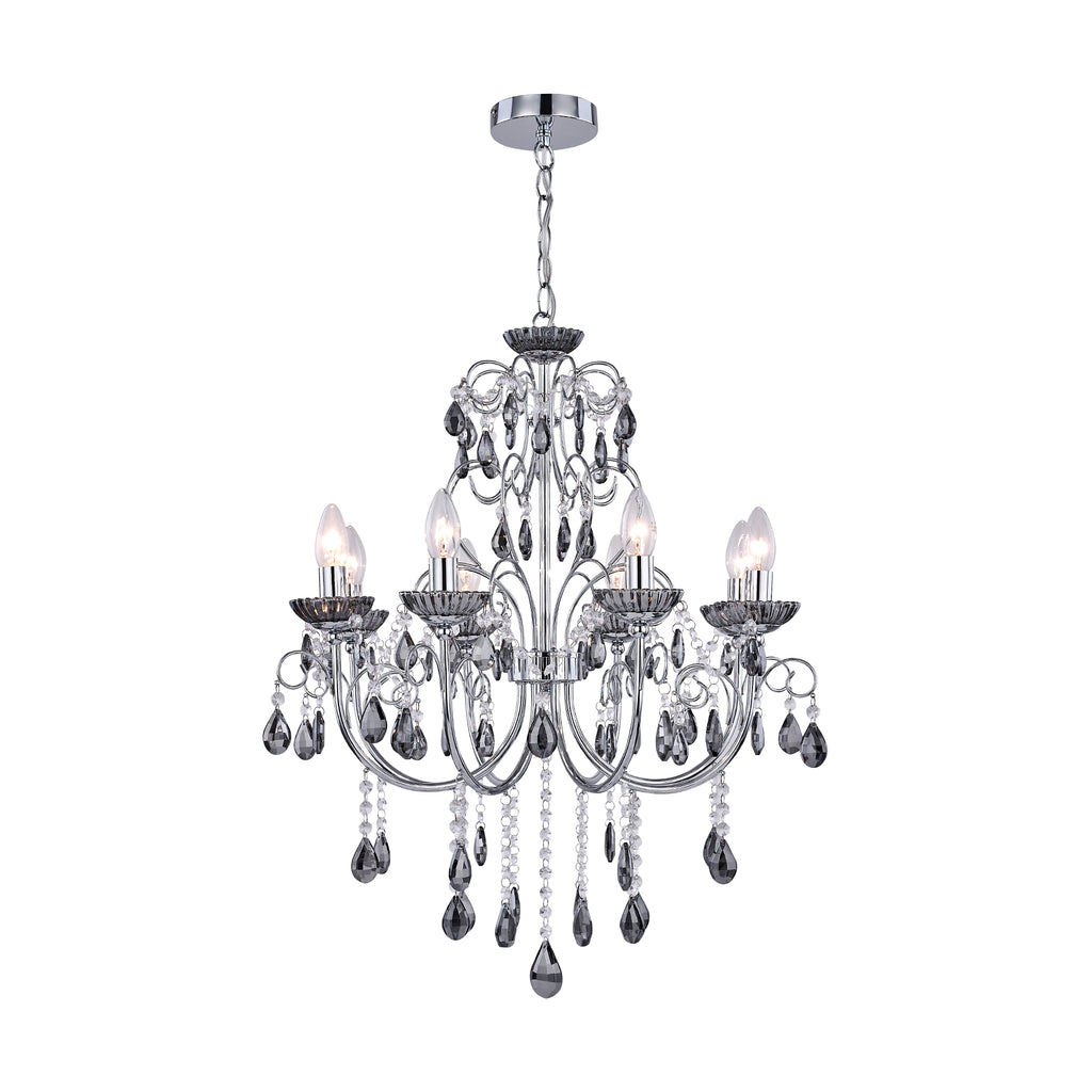 Rovert 8 Light Large Chandelier Chrome & Smoke - LL002CH109L